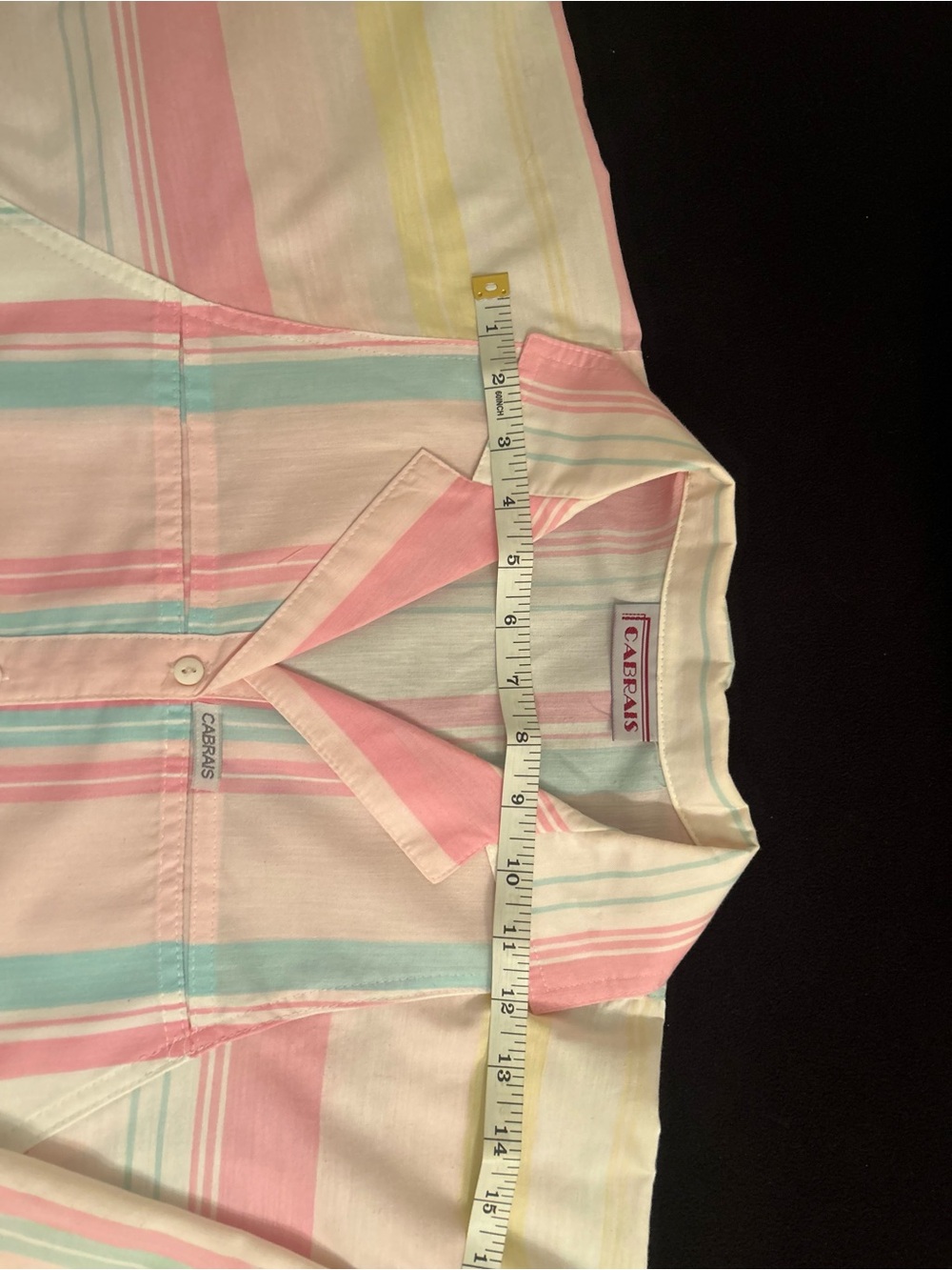 Ladies Vintage Cabrais Pastel Stripe Button-Up Shirt - Pink & Mint